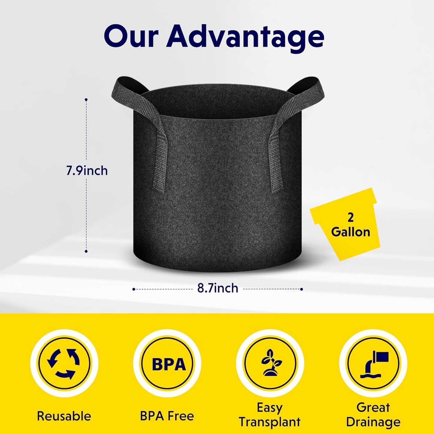 2 gallon soft pot grow bag